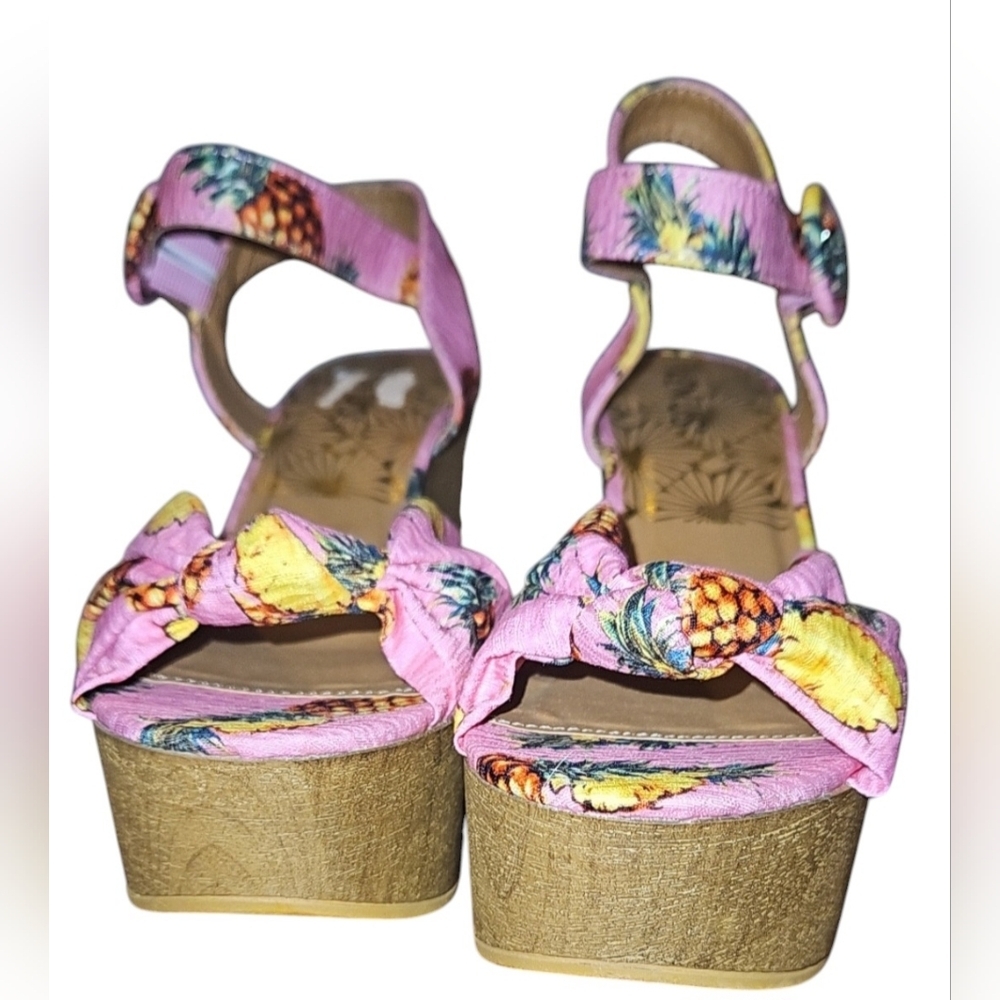 VENUS Tropical Vacation Pineapple Pink Pineapple Wedge Platform Sandals 8.5 - Picture 9 of 14